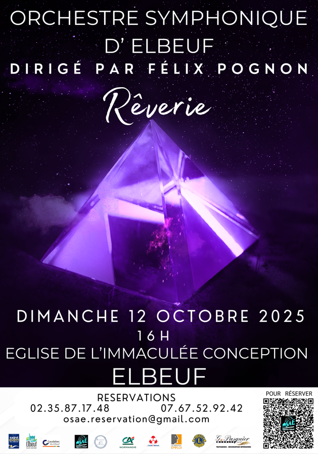 Le 12 octobre 2025 à 16H00: « Rêverie » à l’Immaculée conception Elbeuf. Le 12 octobre 2025 à 16H00: « Rêverie » à l’Immaculée conception Elbeuf.