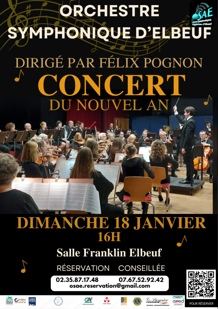 Dimanche 18 janvier 2026 à 16H00: « Concert du Nouvel An » salle Franklin à Elbeuf.